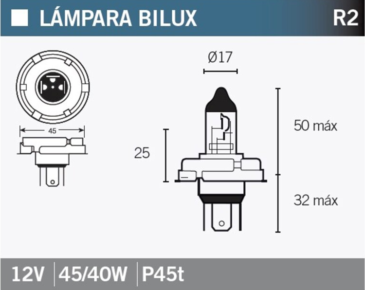 LAMPARA MOTO OSRAM 12V 45W 40W PT45T (64183)